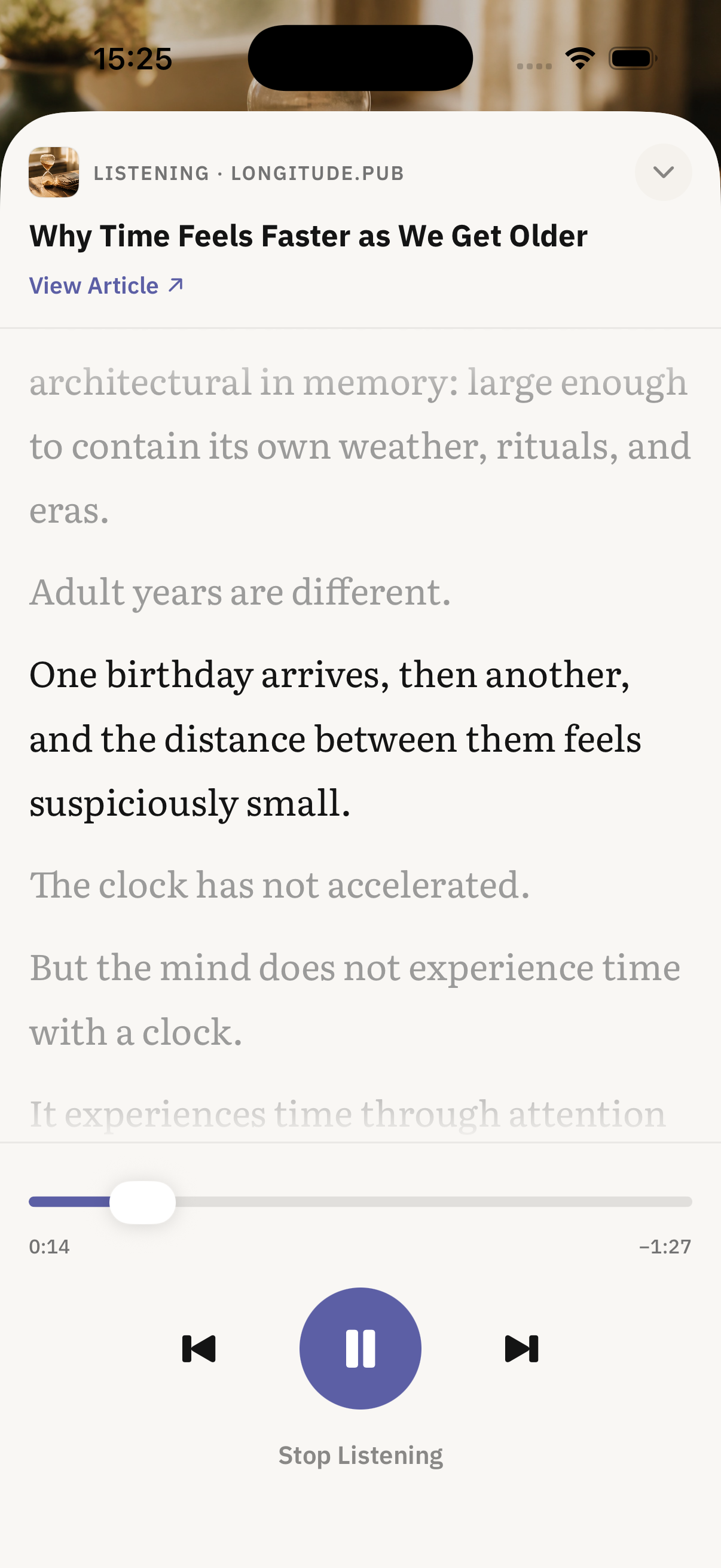 Articled Listening Mode with sentence-following playback